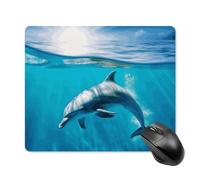 Swimming Dolphin in Blue Sea Square Mouse Pad Portable Computer Mousepad with Non-Slip Rubber Base 18 * 22cm Ultra-Thin Gaming Mouse Mat for Computer Laptop Office Desk Accessories