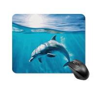 Swimming Dolphin in Blue Sea Square Mouse Pad Portable Computer Mousepad with Non-Slip Rubber Base 20 * 25cm Ultra-Thin Gaming Mouse Mat for Computer Laptop Office Desk Accessories