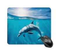 Swimming Dolphin in Blue Sea Square Mouse Pad Portable Computer Mousepad with Non-Slip Rubber Base 25 * 30cm Ultra-Thin Gaming Mouse Mat for Computer Laptop Office Desk Accessories