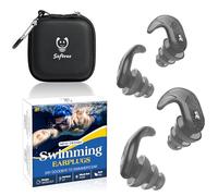 Swimming Ear Plugs, 2 Pairs Swimmers Earplugs for Adults Teens- Block Water Out, Ultra Soft, Custom Fit, Water Protection Reusable Plugs for Sailing Surfing Parasailing Diving Shower, Black