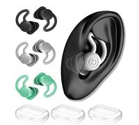 Swimming Ear Plugs Adults, 3 Pairs Waterproof Reusable Silicone Swim Earplugs for Swimming, Surfing, Showering & All Water Sports (Black, Grey, Green)