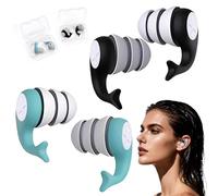 Swimming Ear Plugs for Adults, 2 Pairs Waterproof Reusable Swim Earplugs Soft Silicone Noise Reduction for Pool, Diving, Showering, Surfing