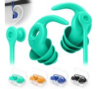 Swimming Ear Plugs for Adults, 4 Pairs Waterproof Reusable Silicone Swim Earplugs with Removable Cord, Perfect for Swimming, Showering, Surfing and Other Water Sports - Two Wearing Styles