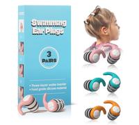 Swimming Ear Plugs for Kids 3 Pairs Waterproof Reusable Silicone Earplugs for Swimming Noice Reducing Swim Earplug for Ear Protection Perfect for for 4-12 Years Olds Children and Small Ear Teens
