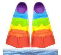 Swimming Fins Children, Silicone Snorkel Fins Short, Short Fins Children, Children's Fins Short Training Fins Diving Fins Short Swimming Fins for Boys Girls (Rainbow Colours, S (33-35))