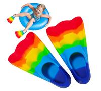 Swimming Flippers - Silicone Rainbow Flippers, Professional Short Youth Swim Fin, Comfortable s Soft Silicone Swim Flippeers | ,kids Teens Breaststroke Silicones Swims Fins for Children Boys Girls