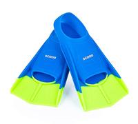 Swimming Flippers Training Swim Fins Short Blade For Snorkeling Diving Pool Activities Men Women Kids New Smart Camp Trendy Design Travel Size Mesh Bag (blue-green, 33-35 S)
