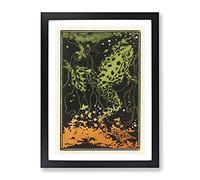 Swimming Frog By Julie De Graag Vintage Framed Wall Art Print, Ready to Hang Picture for Living Room Bedroom Home Office Décor, Black A4 (34 x 25 cm)