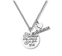Swimming Gift, Swim Necklace, She Believed She Could So She Did Swim Jewelry Gift For Swimmers & Swim Teams, Charm Swimming Necklace