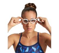 Arena Air Bold Swipe Goggles White Black with Clear Lenses