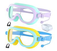 Swimming Goggles Kids, UV Protection Wide View Leak Proof Swim Goggles with Nose Clips, Comfortable Youth Eye Protection Gear, for Boys Girls Pool Beach Sea Lake Water Park Swimming