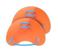 Swimming Hand Paddles Fins Adjustable Adults Swim Pool Sport Professional Training Finger Webbed Gloves Equipment(Orange)