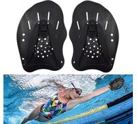 Swimming Hand Paddles Gloves for Adults, Adjustable Hand Paddle Swim Gloves, Black Pool Training Paddle Accessories