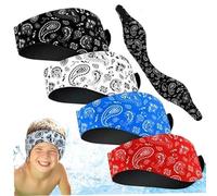 Swimming Headband 4Pcs 20.5 inch Waterproof Ear Plugs Adjustable Ear Covers with Non Slip Lining for Kids Adult Swimming Surfing Bathing Kayaking Style 1 - Headband