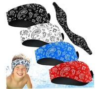 Swimming Headband, 4PCS 20.5 Inch Waterproof Kids Swimming Ear Plugs, Adjustable Ear Covers with Non Slip Lining for Kids Adult Surfing Bathing Kayaking, Style 1