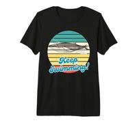 Swimming Humpback Whale Retro Vintage Ocean Sunset Design Premium T-Shirt