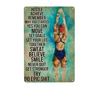 Swimming, Hustle Ahieve Remember Why You Started Weatherproof Aluminum Vintage Toilet Cave Bar Home Bathroom Wall Decoration Sign Sign 8x6 Inch