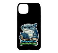 Swimming In Spreadsheets Workaholic Shark Job Humor Case for iPhone 15 Plus