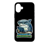 Swimming In Spreadsheets Workaholic Shark Job Humor Case for iPhone 16 Plus