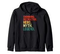 Swimming Instructor Hero Myth Legend Vintage Swim Instructor Zip Hoodie