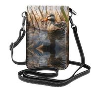 Swimming Mallard Ducks Printed Crossbody Bag, Extended Adjustable Shoulder Strap, Multiple Compartments, Key and Cosmetic Storage Pouch