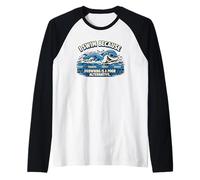 Swimming not Drowning Ironic Hobby Swimmer Raglan Baseball Tee