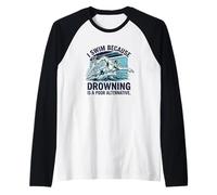Swimming not Drowning Ironic Swimmer Quote Raglan Baseball Tee