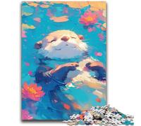 Swimming Otter 1000 Piece Jigsaw Puzzles for Teenagers,Stress Reliever Staycation Kill Time with Matching Poster And Trivia Sheet (50x75cm)