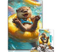 Swimming Otter Adult Jigsaws 1000 Pieces Difficult,Learning Educational Toys Family Games with Matching Poster And Trivia Sheet (38x26cm)