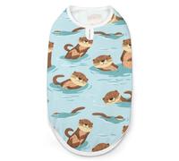 Swimming Otters in The Sea Print Pet Clothes T Shirt Pets Clothing Vests Tee Tops Dogs Costume Coat For Dog Cat XL
