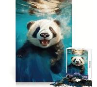 Swimming Panda Bear 1000 Piece Jigsaw Puzzles for Adults Jigsaw Mental Toy Soothing Fun Premium Cut Birthday Gift (50x75cm)