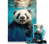 Swimming Panda Bear for Adults 1000 Piece Jigsaw Puzzle Pure Logic Toy Peaceful Time Sharp Cut Heartfelt Gift (38x26cm)