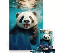 Swimming Panda Bear for Adults 1000 Piece Jigsaw Puzzle Pure Logic Toy Peaceful Time Sharp Cut Heartfelt Gift (38x26cm)