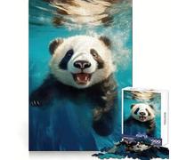 Swimming Panda Bear Jigsaw Puzzles for Adults1000 Pieces Think Smart Toy Family Bond Accurate Cut Seasonal Gift (38x52cm)