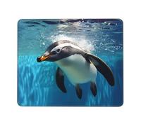 Swimming Penguin Mouse Pad with Stitched Edge, Personalized Premium-Textured Computer Mouse Mat with Non-Slip Rubber Base, Waterproof Gaming Mousepad for Laptop, Office Home 8.3 x 10.3 in
