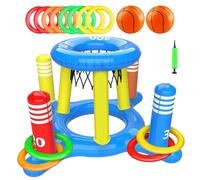 Swimming Pool Basketball Hoop - Blow Up Pool Basketball Set, Floating Water Toy with Hoop and Accessories, Durable PVC Construction, Long Tail Outdoor Entertainment Game | for Pools Parties Beach Game