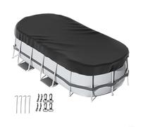 Swimming Pool Cover Water Resistant Protective Shield with Fastening Parts for Above Ground Oval Pool Multiple Dimensions Available