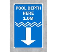Swimming Pool depth here sign - Customise with your own depths - 3mm Aluminium sign (400mm x 300mm)