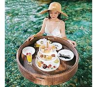 Swimming pool floating bar, Deluxe Floating Tray for Pool, Rattan Stylish Tray on The Water, Creative Floating Bar & Table for Pool,Spas, Beaches(Coffee)