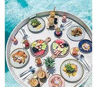 Swimming pool floating bar, Round Floating Serving Tray Table & Bar - Stylish Breakfast Tray on The Water - Floating Bar(White,80X80X15CM)