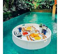 Swimming Pool Floating Tray Table,Rattan Woven Serving Tray,Floating Serving Tray Table,Swimming Pool Floats Adults For Sandbars,Spas,Bath,And Parties