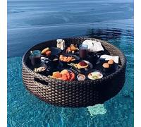 Swimming Pool Floating Tray Table,Rattan Woven Serving Tray,Swimming Pool Floats For Adults For Sandbars, Spas, Bath, And Parties | Floating Tray