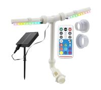 Swimming Pool Fountain - Double Waterfall Device | Double Solar Fountain with Adjustable LED Lighting 7 Colors | for Pond Terrace Garden