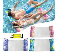 Swimming pool inflatable hammock, 5-piece set, including 3 water hammocks and 2 randomly colored air pumps, foldable leisure with mesh float