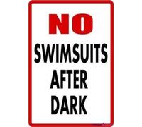 Swimming Pool No Swimsuits Durable Rust Full Color Metal Tin Sign Wall Art Decor Safety Warning Signs for Outdoor & Indoor Office 8"x12"