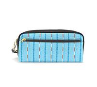 Swimming Pool Portable PU Leather Pencil Case School Pen Bags Stationary Pouch Case Large Capacity Makeup Cosmetic Bag