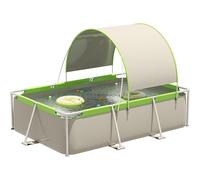 Swimming Pool, Rectangular Above Ground Metal Frame Pool with Heavy-Duty PVC, Non-Inflatable Foldable Design, Easy Assembly for Backyard and Garden