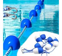 Swimming Pool Rope Floats, Floating Separator for Shallow End Visibility, Pool Dividing Kit with Blue & White Design