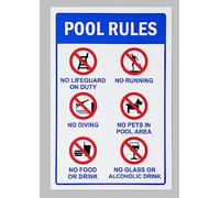 Swimming pool rules poster no running no diving safety sign - Self adhesive sticker (400mm x 300mm)