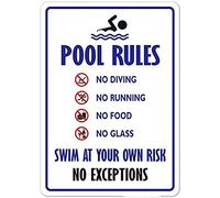 Swimming Pool Rules Signs, 20 x 30 cm Outdoor Decor Pool Sign Predrilled Easy to Mount